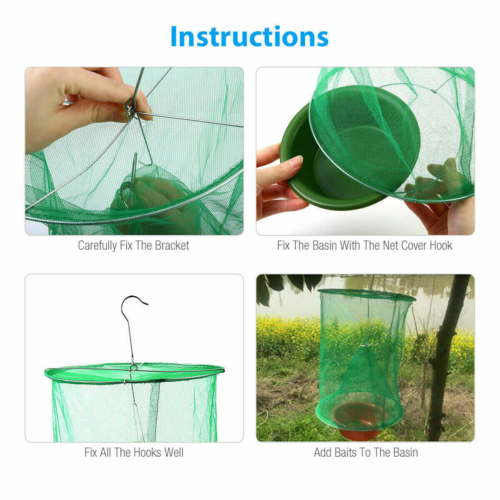 2 Pack Fly Trap Reusable Hanging Folding Ranch Trap Catcher Pest Control Killer - Picture 5 of 13