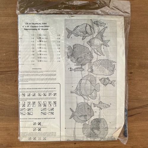 Monarch Horizons Tropical Fish Counted Cross Stitch Kit 6x24 CS34 1987 Vintage - Picture 4 of 4