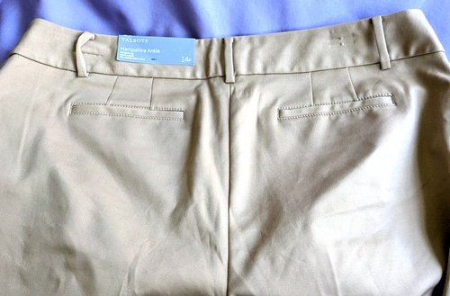 Pantaloni alla caviglia dritti nuovi con etichette donna Petite taglia 14P Talbots Tan Hampshire NUOVI - Foto 7 di 12