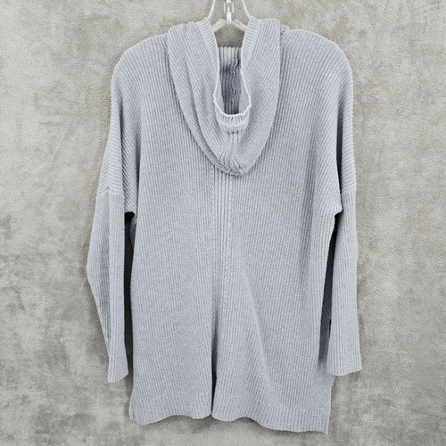 Sudadera con Capucha Victorias Secret L Azul Gris Cremallera Hombro Caído Dobladillo Dividido Bolsillos Suave - Imagen 12 de 13