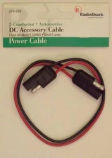 RadioShack 1 Foot Automotive DC Accessory Cable ~ Polarized Quick-Disconnects