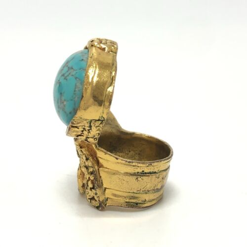 YVES SAINT LAURENT Turquoise Ring Approx size 13 Arty Turquoise Vintage Ring - Bild 5 von 8