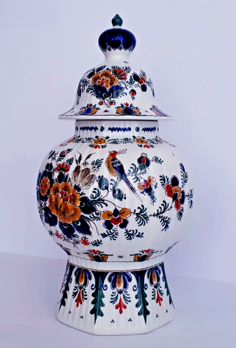 ROYAL DELFT PORCELEYNE FLES GINGER JAR POLYCHROME LIDDED VASE 15 INCH EXCELLENT - Picture 2 of 7
