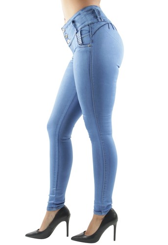 Women's Plus / Juniors Size Colombian Design Butt Lift Mid Waist Skinny Jeans - Picture 4 of 24