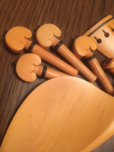 Violin Boxwood Parts Accessories Set 4/4 Pegs/ Endpin/Tailpiece/Chinrest - Picture 6 of 7