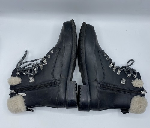 EMU UK 8 Leather Boots Black Okab Merino Wool Lace Up Australia Hiking Combat - Picture 9 of 19