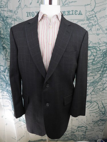 Jos A Bank grau Fensterscheibe Wolle Blazer Sport Mantel Jacke 44 R EUC - I779a - Bild 1 von 12