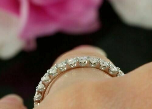 1,5 kt Lab Created Diamant Ewigkeit Ehering Band 14 K Weißgold plattiert - Bild 2 von 8