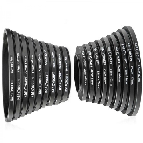 K&F Concept 18 Piece Filter Adapter Metal Step Up Ring Step Down Ring Set - Picture 2 of 6
