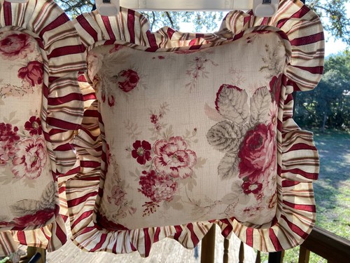 Vintage Waverly Garden Room Norfolk Rose "TWO" 16x16 Accent Pillows🌹 - Picture 3 of 9