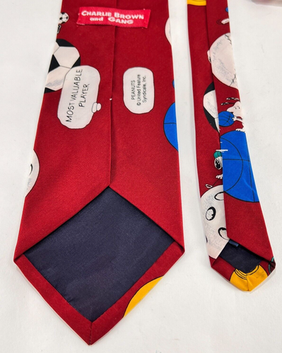 Snoopy Peanuts Most Valuable Player Necktie Tie Red Charlie Brown USA Mens - Picture 4 of 11