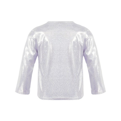 Kids Girls Boys Shiny Metallic T-shirt Sparkly Jazz Dance Top Performance Blouse - Picture 20 of 126