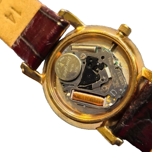 Ladies gold Tone Bezel Leather Strap Elemex Movement Japan 3D 44 - Picture 12 of 18
