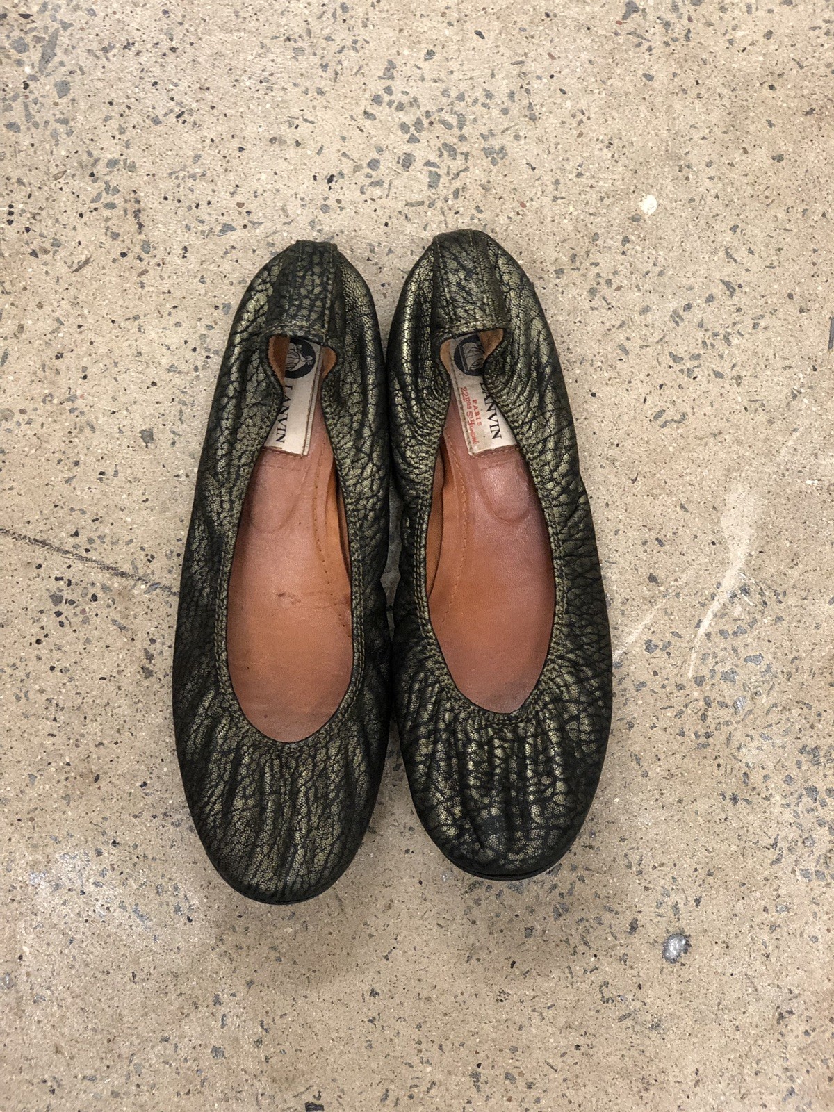 Lanvin Green And Black Metallic Ballet Flats 565 Lanvin Green And Black Metallic Ballet Flats 565