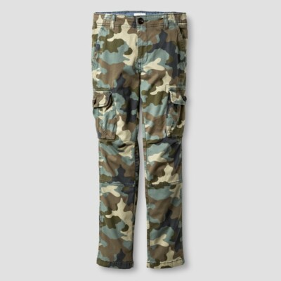 Cat & Jack Boys' Slim Fit Stretch Cargo Pants - Green Camo, 12 Husky | eBay