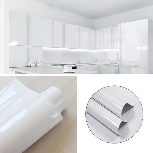 10M Vinyl Film Self Adhesive Gloss White Kitchen Cabinet Cupboard Door Stickers - Picture 5 of 13