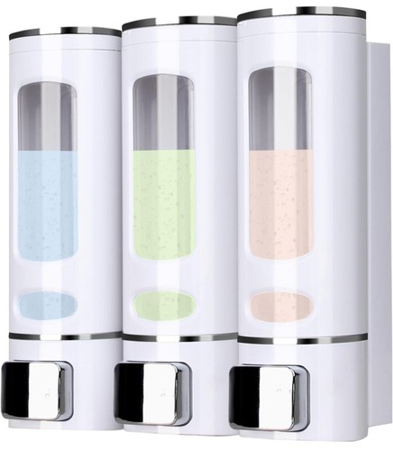 Shampoo und Conditioner Spender für Dusche, 3x13,5oz Dusche 3 Kammer Weiß