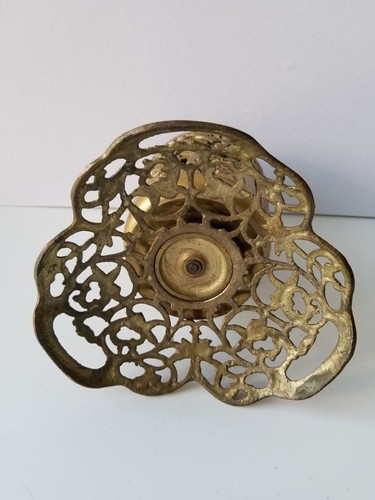 Brass Incense Burner Candle Holder Carved Ornate Asian Chinese Vintage - Picture 6 of 12
