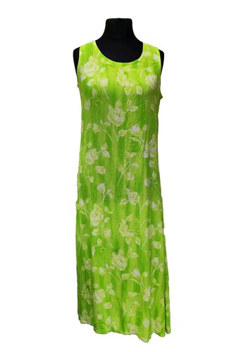 Exhibit Vestido Amarillo Verde Sin Mangas Talla 8 Largo Cambio Floral Y2K Años 90 Vacaciones - Imagen 3 de 17