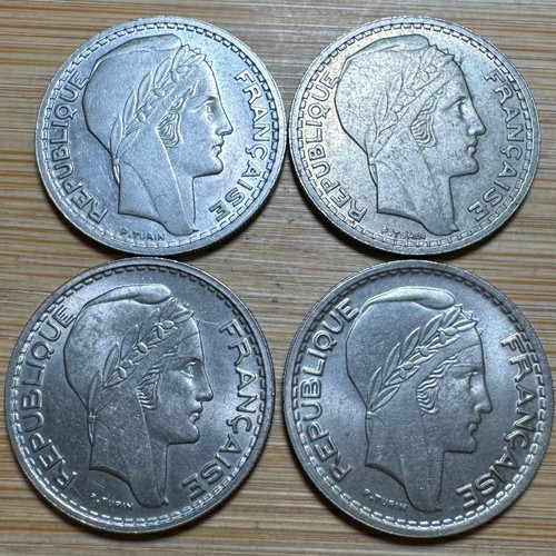 LOT 4 PIÈCES DE 10 FRANCS TURIN DIFFERENTES DONT 1947 B PETITE TETE. (1277) RARE - Picture 2 of 2