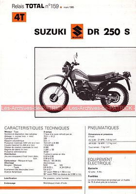 Suzuki Dr 250 S Dr250 1985 Fiche Technique Moto 000344 | Ebay