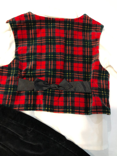 Vtg.  B.T. Kids 3 PC. Baby Boys Red Plaid velour Outfit Size 3- 6 - Picture 7 of 8