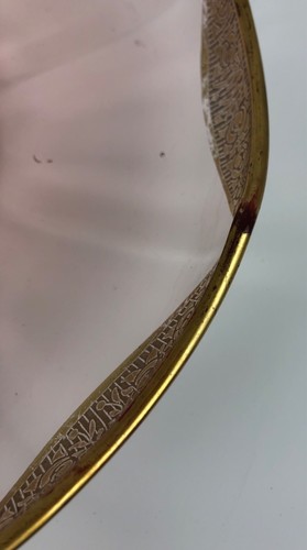 Rambler Rose Pink Tiffin-Franciscan Depression Glass 9" Gold Scalloped Edge Bowl - Picture 6 of 11