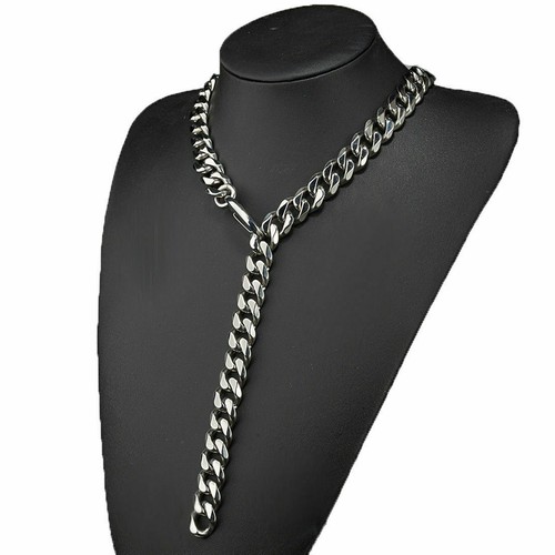 15 mm Schwer Herren Halsband Edelstahl Silber Panzer Kubanische Kette Halskette 16-40 Zoll - Bild 9 von 9