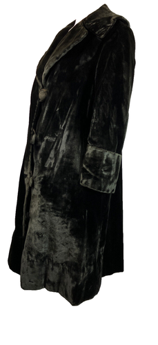 M Antique 1910 Edwardian Plush Thick Velvet Short Coat Suffraigette - Picture 4 of 5
