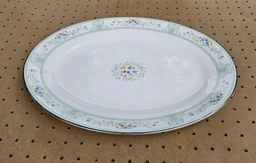 Vtg Wedgwood Bone China R4471 AGINCOURT GREEN Oval Serving Platter England 15.5" - Picture 2 of 15
