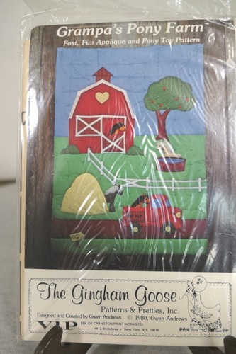 NEW 1980 Gingham Goose Applique & Crib Toy Quilt Pattern "Grandpa's Pony Farm" - Picture 3 of 3