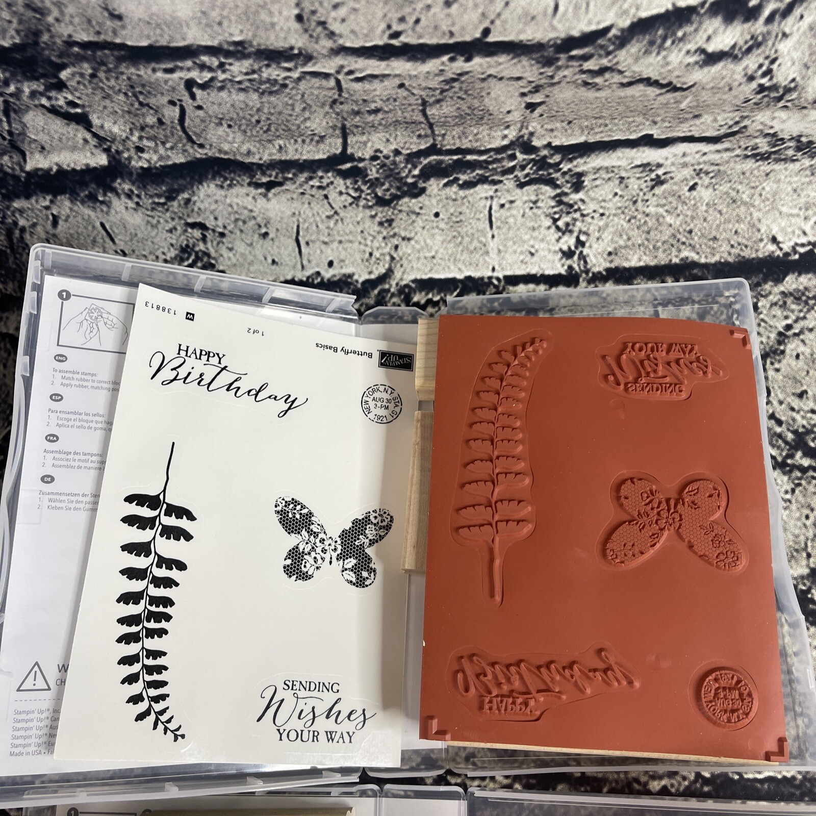 Stampin Up! BUTTERFLY BASICS Set of 11 Rubber Stamps Wood Base 138813 ...