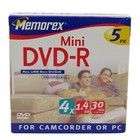 NEW Memorex Mini DVD-R 5 Pack For Camcorder or PC UPC 034707056152 Sealed Box