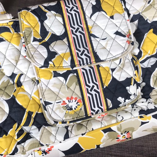 Vera Bradley Large Yellow And Black Quilted Floral Handbag - Picture 1 of 6