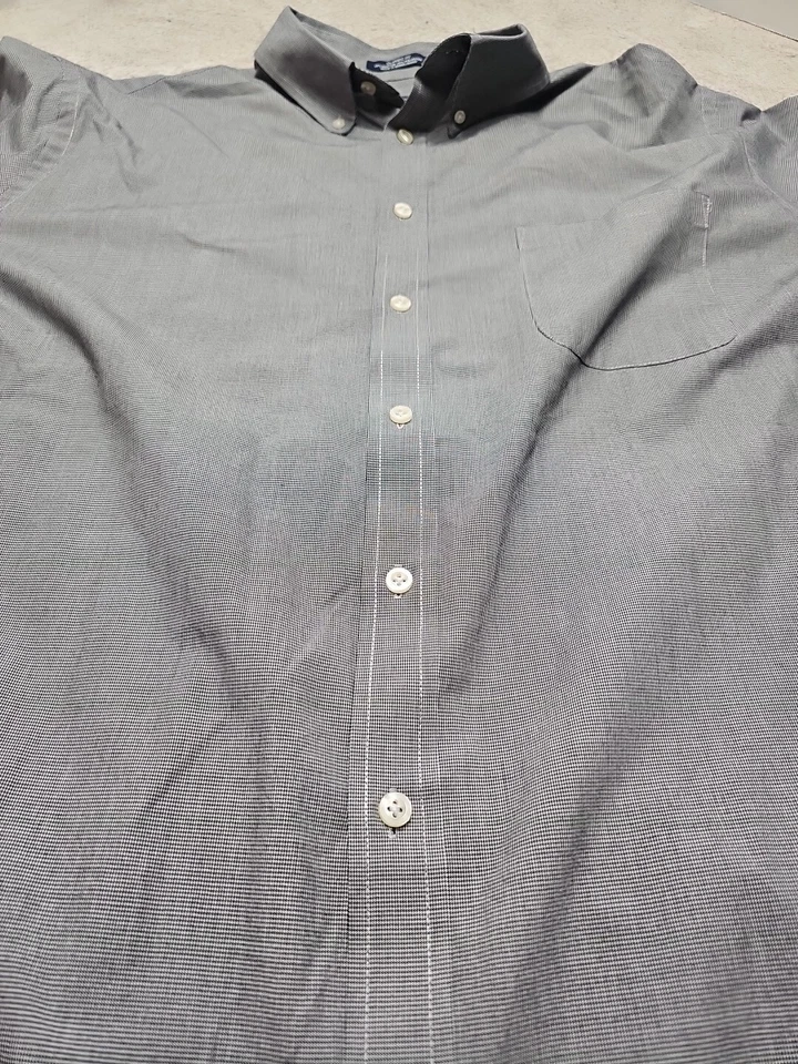 Chaps Men's Gray Checkered Long Sleeve Dress Shirt Size 18.5 - Image 3 of 4