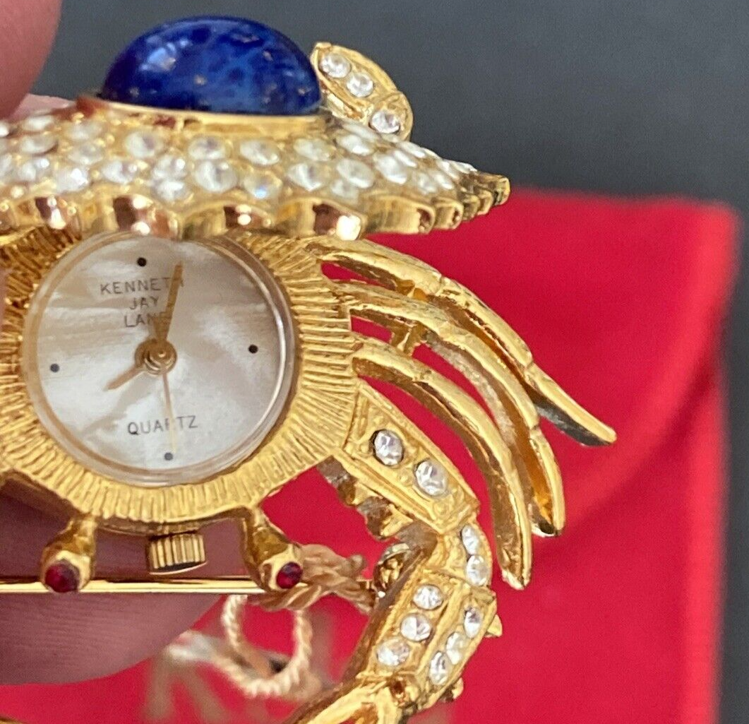 NEW Rare KJL Kenneth Jay Lane CRAB Watch Brooch with