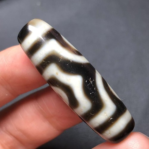 Magical Tibetan Old Agate Ivory Color3Eye Totem dZi Bead Amulet12*39mm N028 - Picture 2 of 8