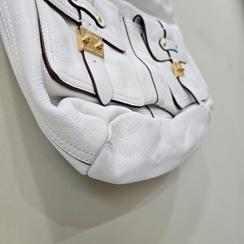Lauren Ralph Lauren Governors Lodge Leather Shoulder Bag White Large Hobo Casual - Picture 6 of 15