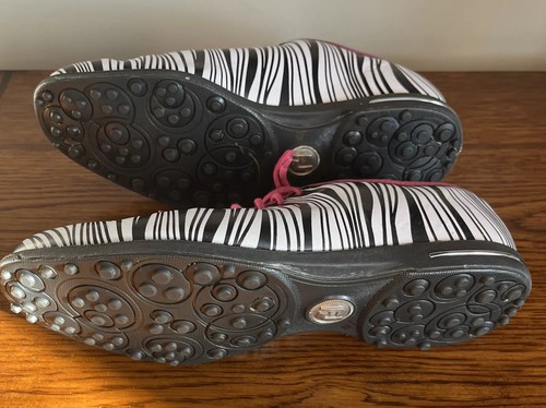 Scarpe da golf FootJoy collezione sartoriale senza punte modello zebrato rosa mondiali taglia 8,5 - Foto 6 di 11