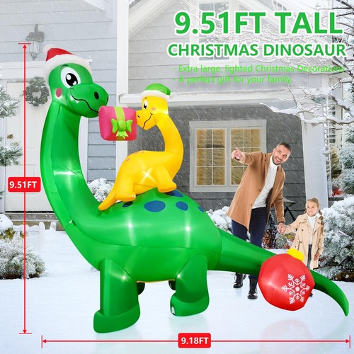 Dinosaur Christmas Inflatable Outdoor Decorations - 9 Ft Dinosaur Christmas I... - 第 3/7 張圖片