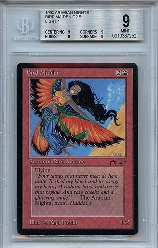 MTG Arabian Nights Bird Maiden BGS 9.0 (9) Mint WOTC 7252 - 第 1/2 張圖片
