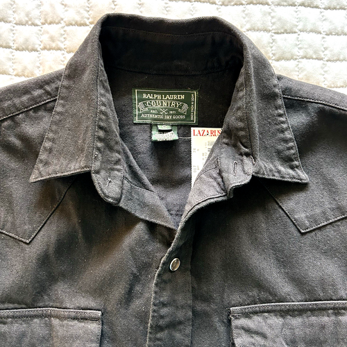 NUEVA Camisa Denim Ralph Lauren Country Negra Pequeña Frontal A Presión Occidental Vintage Años 90 - Imagen 3 de 13