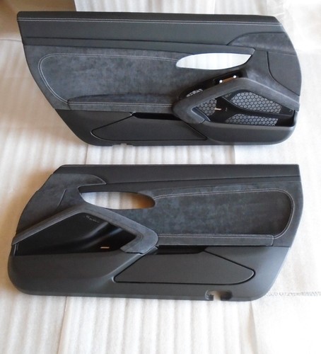 PORSCHE 2012 19 991 GT 3 RS DOOR PANEL SET BLK LEATHER ALCANTARA SILVER STITCH - Picture 9 of 15