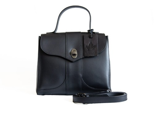 Italienische Echtleder Handtasche / Umhängetasche - schwarz - Bild 1 von 12