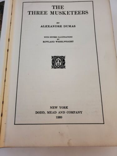 Vintage 1920 die drei musketiere alexandre dumas Dodd Mead and Company Wheelwright - Bild 9 von 12