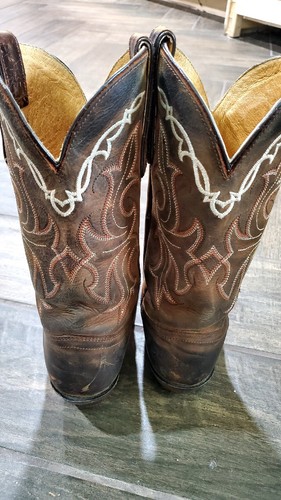 Tony Lama Boots Womens 6.5B Brown Leather Vaquero VF 6007 Square Toe Cowgirl - Picture 7 of 15