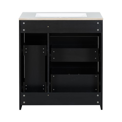 30" Bathroom Vanity Set Floor Standing Bathroom Storage Cabinet w/Three Drawers - Picture 11 of 19