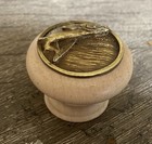 Notting Hill 1-1/2" Leaping Trout Fish Cabinet Knob - Natural Wood (Ant. Brass)