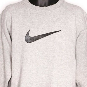 Usa Gris Made 90s jaspeado Sweatshirt Vintage Swoosh bordado In Nike Large xzq6pwH0tn