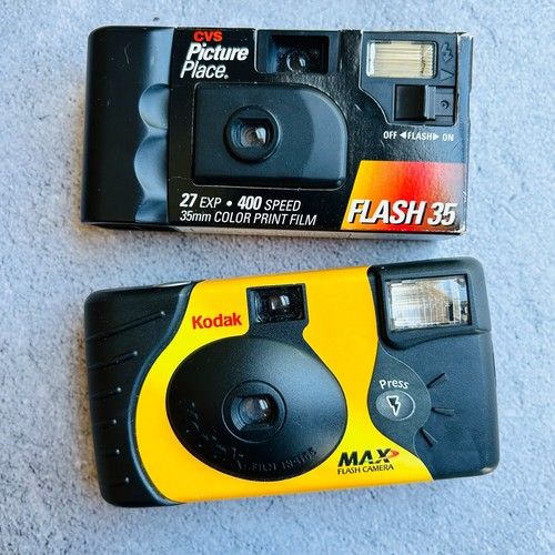 Lote de 2 cámaras desechables Kodak Max + CVS Picture Place parcialmente usadas - Imagen 1 de 6